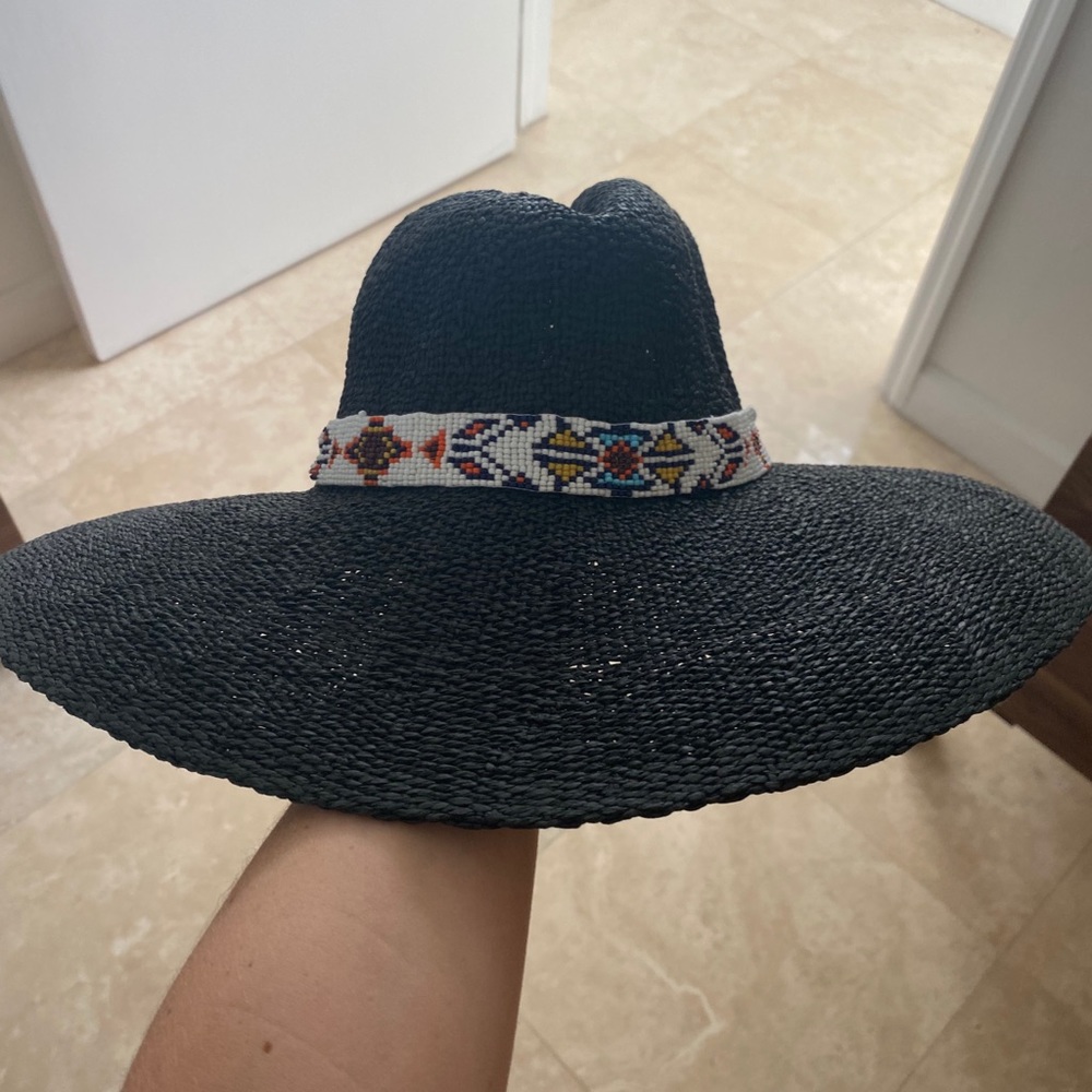 NWT Ale by Alessandra adjustable black straw hat